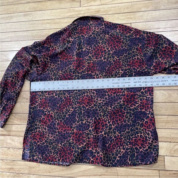 IMPRESSIONS Red Leopard Ombre Shirt Women XL VTG Mother Pearl Button Long Sleeve - Picture 15 of 16